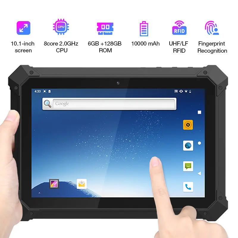 QS-1003 RJ45 HDMI Tablet PC dahili NFC 10000mAh 10 inç 4G Android endüstriyel sağlam Tablet ile biyometrik parmak izi tarayıcı