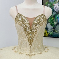 AL-T2090 Gold Pancake Ballet Tutu Profesional Bordir Berkualitas Tinggi Langsung dari Pabrik untuk Kompetisi YAGP Pakaian Tari Panggung untuk Solo & Resital