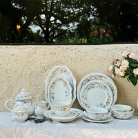 Set Cangkir Teh & Mug Kopi Keramik Portabel Putih Bergaya Retro Prancis dengan Pegangan, Aman untuk Makanan, dalam Kotak Hadiah
