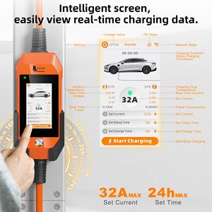 feyree 7kW Phase 1 Portable Electric EV Charger 32A Adjust Current Fast Charging Type 1 Cee Plug 4.3 Inch Smart Remote Control - Product Image 4