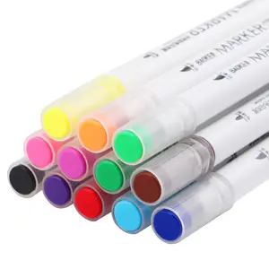 A doppia punta art marker vernice a base d'acqua pennarello set colori vivaci art marker pen set 12 colori feltro punta penna