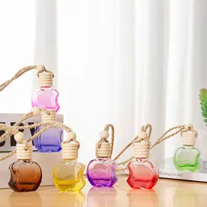 Botol kaca Diffuser, botol kaca penyebar parfum mobil bentuk hati warna-warni warna gradien aromaterapi ungu biru 6ML