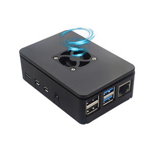 Raspberry <span class=keywords><strong>Pi</strong></span> 4 Case ABS Shell Enclosure Box Carcasa negra Ventilador de refrigeración compatible para Raspberry <span class=keywords><strong>Pi</strong></span> 4 Modelo B - Product Image 1