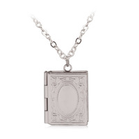 1 pièce Fashion sculpté Style Vintage livre délicat médaillon collier Secret cachette Photo médaillon collier Photos boîte