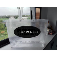Grands sacs fourre-tout transparents personnalisés Sac en plastique tissé pp transparent réutilisable pour les achats sur la plage avec logo personnalisé