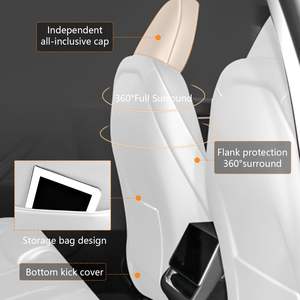 (Pas pour la performance) Ensemble complet de siège intérieur en cuir Nappa Airbag noir <span class=keywords><strong>blanc</strong></span> rouge housse de siège de voiture pour Tesla modèle 3 2024 Highland - Product Image 2