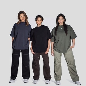 Toptan yüksek kalite Hip Hop boş yuvarlak boyun damla omuz <span class=keywords><strong>Streetwear</strong></span> özel düz % 100% pamuk boy T shirt kadınlar - Product Image 5