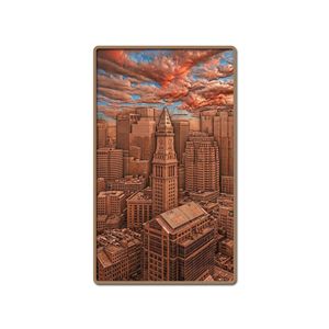 Barre commémorative rectangulaire en cuivre pur à 99,9 % avec relief 3D, motif Tour <span class=keywords><strong>de</strong></span> la Custom House <span class=keywords><strong>de</strong></span> <span class=keywords><strong>Boston</strong></span>, souvenir touristique, vente en gros - Product Image 2