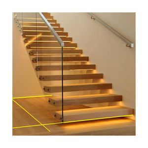 PRIMA Hot <span class=keywords><strong>Indeed</strong></span> Design Rampe d'escalier en bois massif pour l'intérieur Marchepied en bois naturel avec garde-corps en verre - Product Image 2