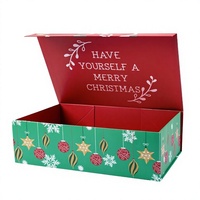 Boîte cadeau pliable à rabat frontal vert et rouge pour Noël, impression personnalisée pour les cadeaux de Noël, vente en gros, fournisseur d'usine