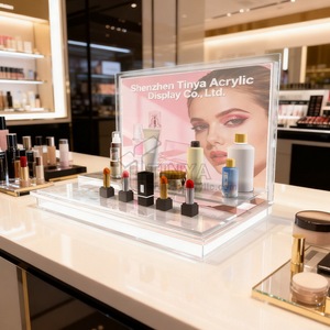 Support d'affichage cosmétique en acrylique personnalisé avec LED, présentoir de comptoir pour maquillage et soins de la peau, avec logo - Product Image 2