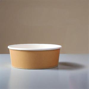 Take Away 500ml 750ml 1000ml 1100ml 1300ml Tazón redondo de papel Kraft desechable con tapa - Product Image 2