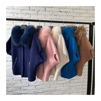 Vente en gros de garder au chaud pull en laine mélangée de luxe respirant col rond pull court en tricot vraiment doux avec col en fourrure