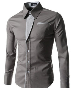 <span class=keywords><strong>Camicia</strong></span> da uomo multicolore a <span class=keywords><strong>doppio</strong></span> colletto, casual, a tinta unita, a maniche lunghe - Product Image 5