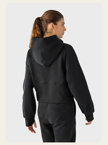 <span class=keywords><strong>Felpa</strong></span> con Cappuccio Personalizzata con Logo, Mezza Zip, Calda e Morbida, Stile Rilassato e alla Moda per Donne, con Fori per i Pollici - Product Image 5