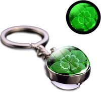 Colgante de cristal de trébol de cuatro hojas de la suerte hecho a medida, colgante de bola de cristal con gema, llavero de metal, pequeño artículo decorativo