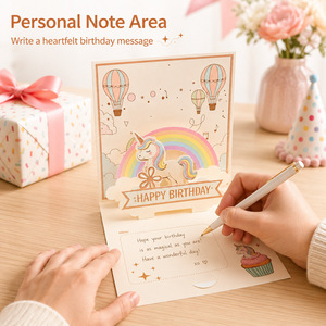 Biglietto d'<span class=keywords><strong>Auguri</strong></span> 3D Pop-up Unicorno, Carta Pieghevole con <span class=keywords><strong>Auguri</strong></span> <span class=keywords><strong>di</strong></span> <span class=keywords><strong>Buon</strong></span> <span class=keywords><strong>Compleanno</strong></span> per Ragazze, Ragazzi, Giornata dell'Insegnante, Giornata dei Bambini - Product Image 2