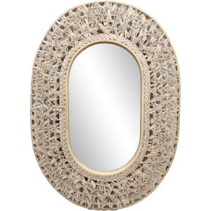 PARISLOFT Boho Bamboo Frame <b>Mirror</b>, Coastal <b>Mirror</b> with Rattan Detail, <b>Decorative</b> <b>Mirror</b> for Living Room, Bedroom, Entryway, 24. - Product Image 2