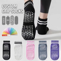 Chaussettes antidérapantes personnalisées pour femmes, en coton, pour Pilates, yoga, avec impression en silicone, antidérapantes, pour la danse, la remise en forme et l'entraînement