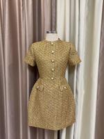 Robe Courte Formelle Unie à Col Rond et Manches Courtes, Taille Empire, Élégante à la Française, Collection Printemps-Été 2027 pour Femme
