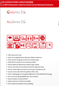 Hikvisions กล้องเครือข่ายเทอร์โบยึดแบบพาโนรามา <span class=keywords><strong>colorvu</strong></span> 12 MP กล้องจับภาพใบหน้า DS-2CD23127G3P-LIS2UY - Product Image 3