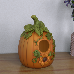 Nichoir en résine de citrouille personnalisé en gros pour la décoration de jardin, abri unique pour oiseaux de saison pour les collections d'automne - Product Image 6