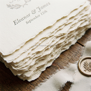 Invitations de mariage de luxe en papier fait main vert forêt, ensemble d'invitations en papier coton à bords festonnés pour fête de fiançailles et RSVP - Product Image 6