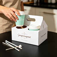 Boîte porte-gobelets jetables personnalisable marron et blanc, emballage à emporter épaissi pour café, lait et thé
