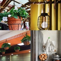 Pot de fleurs mural en métal de 46 cm, panier suspendu, mangeoire, cage à oiseaux pour plantes séchées et conservées, jardin, 3 anneaux de chaîne avec crochets en forme de S