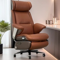 Chaise de bureau de direction ergonomique haut de gamme en cuir véritable avec massage, inclinaison électrique, siège ventilé et rotation à 360°, réglable en hauteur