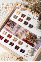 OXXI – Kit de vernis à ongles gel UV 16 couleurs, marron café, thé au lait, gel soak-off pour manucure en salon