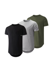 T-shirts pour hommes personnalisés en gros, t-shirts basiques extra-longs pour hommes, tendance hip-hop, cordon de serrage, fil réfléchissant, bord festonné, printemps - Product Image 6