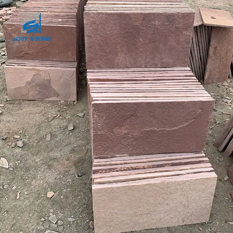 Natural Split Surface Pink Sandstone Exterior Wall Tile For Outside Wall Cladding