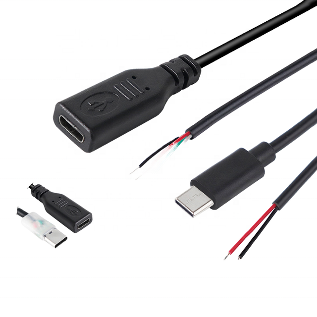 Durable 24AWG 4-Core USB C Pigtail CableType-C Female to Bare Wire for DIY Power Supply and Repair