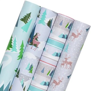 Custom Christmas Tree Reindeer Pattern Gift <b>Wrapping</b> <b>Paper</b> Roll Art <b>Paper</b> 100GSM Coated Eco-Friendly Single Sided Recyclable - Product Image 1