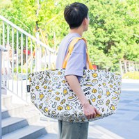 Sac de shopping en toile tissée extra-large, imprimé dessin animé, pour emballage de poupées, sac cadeau, avec bretelles, coutures scellées, imperméable