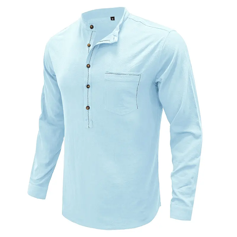 남성용 맞춤형 전문 도매 면 남성 원피스 셔츠 단색 긴 소매 통기성 원피스 셔츠