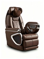 Siège d'aviation en cuir Nappa marron foncé avec table pliante, réglage électrique, chauffage, ventilation et massage pour la rénovation intérieure de MPV