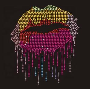 Hot Fix Iron-On Bling Crystal Rhinestone Transfer Hush Lip Plantillas y <span class=keywords><strong>Kiss</strong></span> Shut up Patch Material <span class=keywords><strong>de</strong></span> vidrio - Product Image 6
