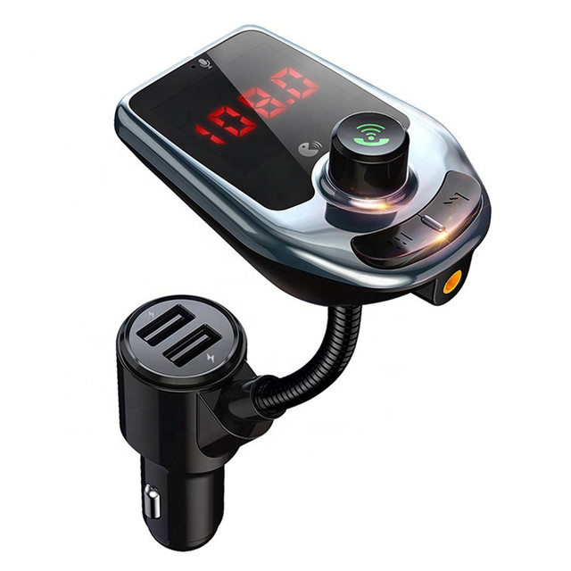 Wireless Car FM Transmitter with LED Display SD Card & AUX Mode 5W Output Power Stereo MP3 Player EQ Loop for Mobile Phone