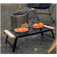 Table pliante moderne en fer et bois pour l'extérieur, portable, camping, voyage, barbecue, salon