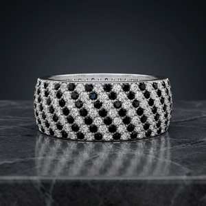Bague en argent sterling 925 avec diamants noirs et blancs, moissanite de laboratoire, bijoux de mariage éternité, cadeau unisexe - Product Image 3