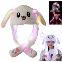 Chapeau Lumineux Oreilles de Lapin Mignonnes et Mobiles, Casquette LED en Peluche pour Adultes et Enfants, Accessoire de Déguisement Amusant pour Fêtes et Cosplay