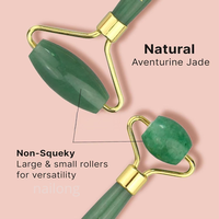 Outil de massage visage et yeux en jade naturel avec logo personnalisé – Lisse les ridules et les rides – Soin de la peau pour femmes et posture corporelle