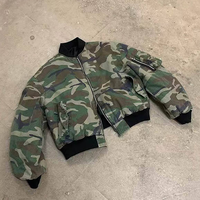 Veste Bomber Vintage en Nylon Imperméable Réversible à Imprimé Complet avec Fermeture Éclair, Veste de Pilote d'Hiver Camouflage Personnalisée pour Hommes
