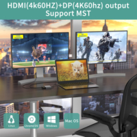 Station d'accueil USB-C 4-en-1 en alliage d'aluminium avec DP 4K 60Hz pour USB 3.0 4K 60Hz 2.1 et charge PD 100W