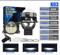 Super brillante 80W 6500K 3 pulgadas Bi Led proyector lente faros de coche con Led de haz Alto y Bajo lente de proyector
