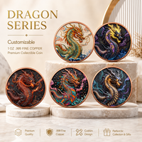Sculpture décorative orientale en cuivre pur 999 de 1 oz, motif Dragon Chinois, Art Métallique 3D en Relief, Couleurs UV, Effet Proof-like