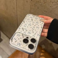 Coque de téléphone transparente tendance bleue à petites fleurs pour iPhone 17 Air 16 14 15 Pro Plus 18 13 12 11 Pro Max XR XS MAX