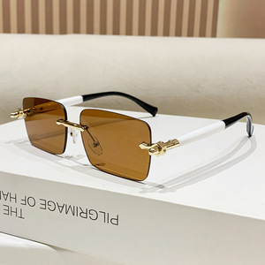 Unisex Frameless <b>Sunglasses</b> <b>Gradient</b> Lenses UV400 Protection Plastic And Metal Frame For Outings Driving Cycling Parties - Product Image 4
